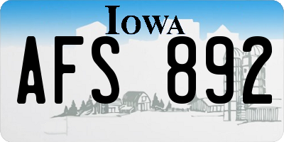 IA license plate AFS892