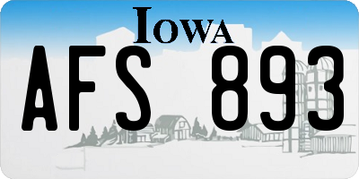 IA license plate AFS893