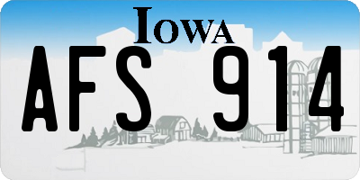 IA license plate AFS914