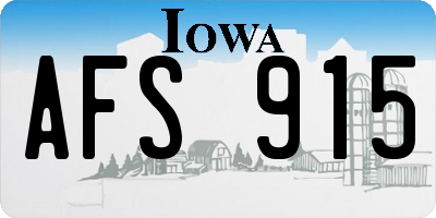 IA license plate AFS915