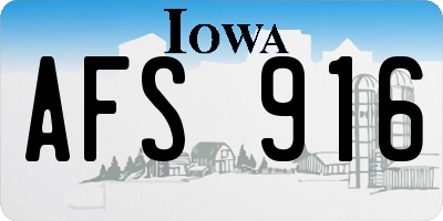 IA license plate AFS916
