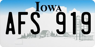 IA license plate AFS919