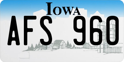 IA license plate AFS960