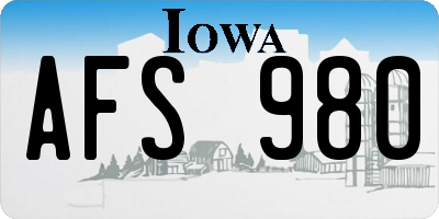 IA license plate AFS980