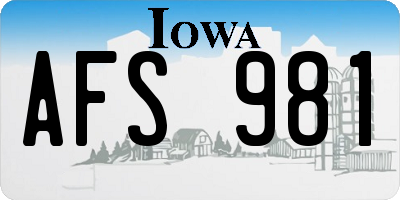 IA license plate AFS981