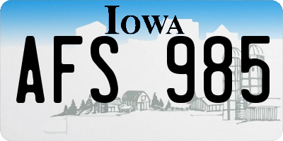 IA license plate AFS985