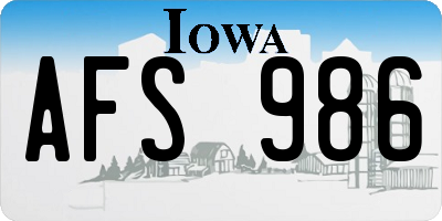 IA license plate AFS986