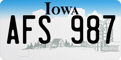 IA license plate AFS987