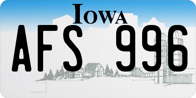 IA license plate AFS996