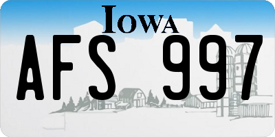 IA license plate AFS997