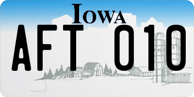 IA license plate AFT010