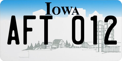 IA license plate AFT012