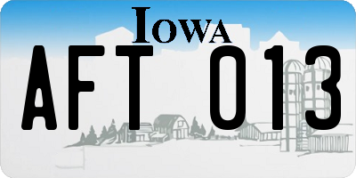 IA license plate AFT013