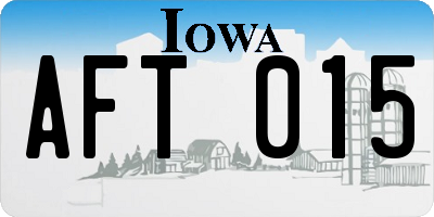 IA license plate AFT015