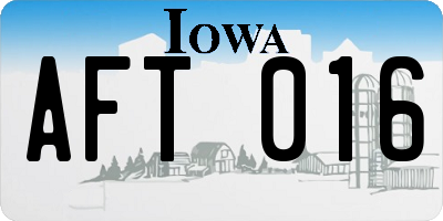 IA license plate AFT016