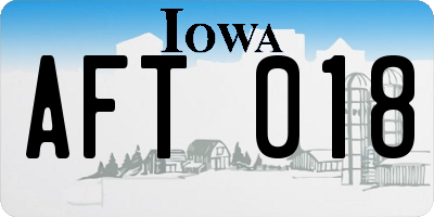IA license plate AFT018