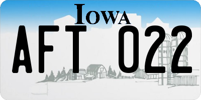 IA license plate AFT022