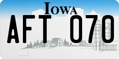 IA license plate AFT070