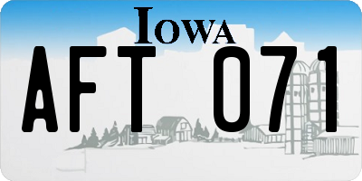 IA license plate AFT071