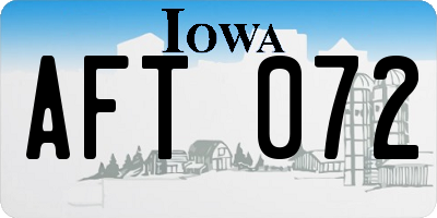 IA license plate AFT072
