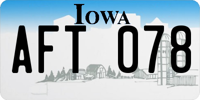 IA license plate AFT078