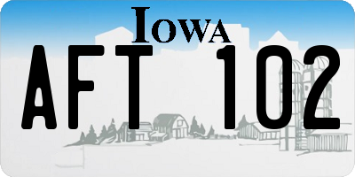 IA license plate AFT102
