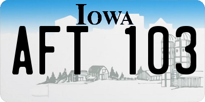IA license plate AFT103