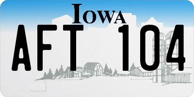 IA license plate AFT104