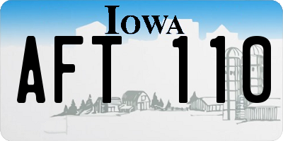 IA license plate AFT110