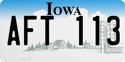 IA license plate AFT113