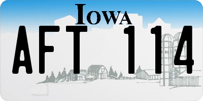 IA license plate AFT114