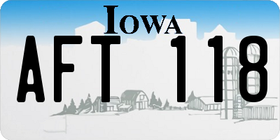IA license plate AFT118