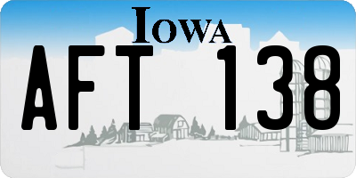 IA license plate AFT138