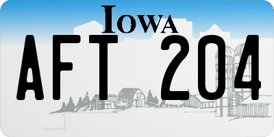 IA license plate AFT204