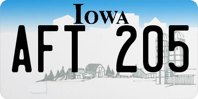 IA license plate AFT205