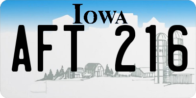 IA license plate AFT216