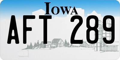 IA license plate AFT289
