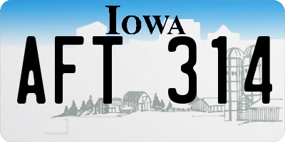 IA license plate AFT314