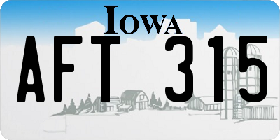 IA license plate AFT315