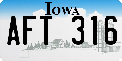 IA license plate AFT316