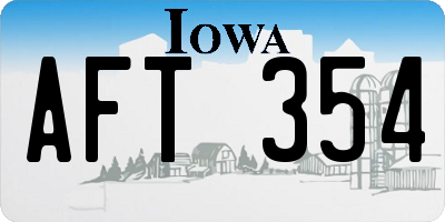 IA license plate AFT354