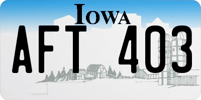 IA license plate AFT403