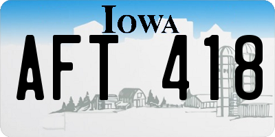 IA license plate AFT418
