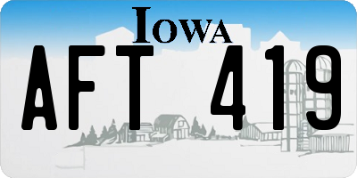 IA license plate AFT419
