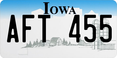 IA license plate AFT455