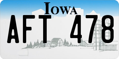 IA license plate AFT478