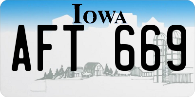 IA license plate AFT669