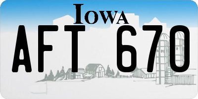 IA license plate AFT670