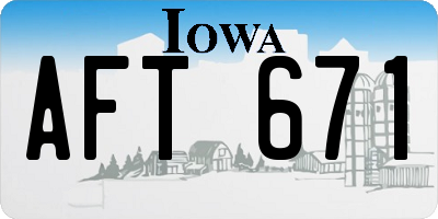 IA license plate AFT671