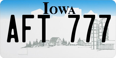 IA license plate AFT777